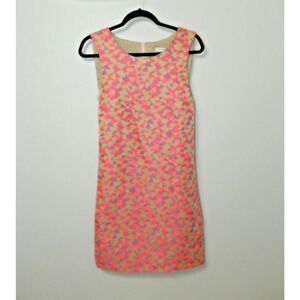Trina Turk Dress Size‎ 14 Beige Orange Geometric Sleeveless Sheath